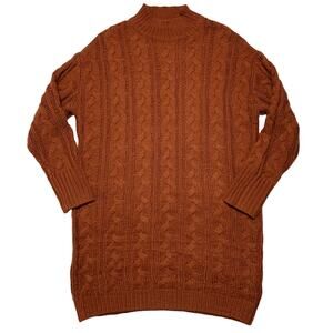 ALTAR'D STATE Burnt Orange Knit Long Sleeve Mock Neck Sweater Dress Medium